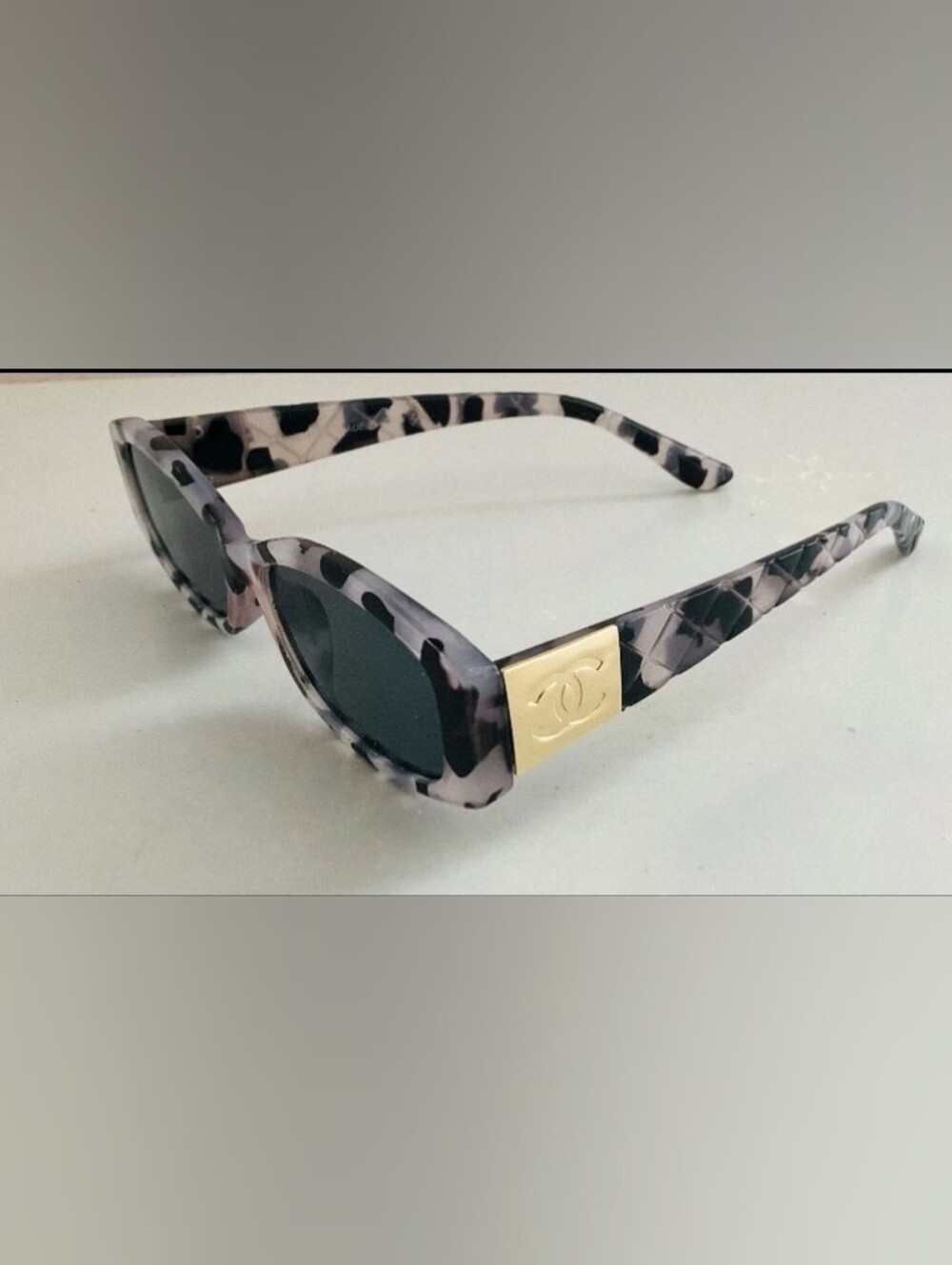 Chanel Snow Leopard Sunglasses with Gold CC Accent
